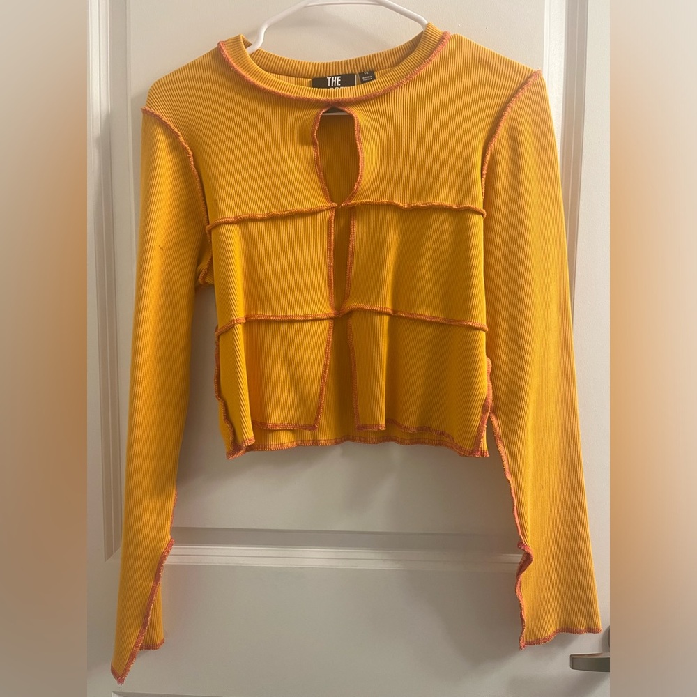 Ragged Priest Yellow Long Sleeve Cropped Top